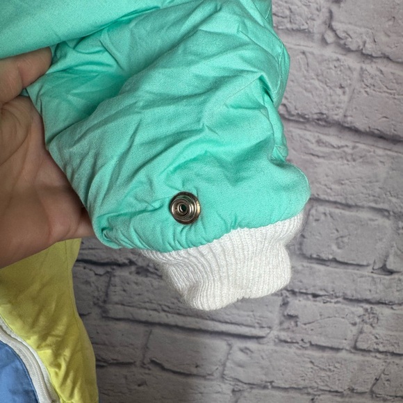 Vintage 90s Colorblock Kids Snowsuit Alpine mint blue and white size 18 months - Picture 4 of 9